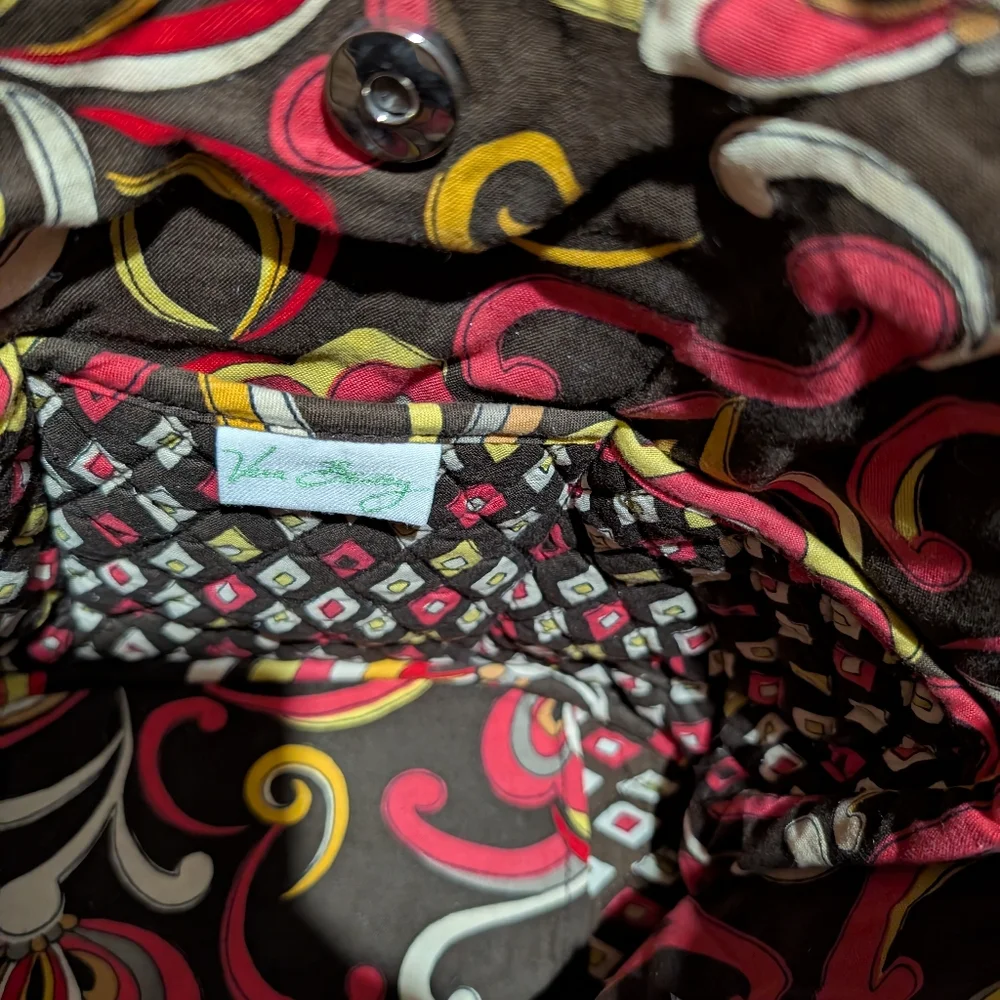 Vera Bradley Puccini Brown Red Flower Shoulder Bag Purse Tote Retired - Picture 8 of 15